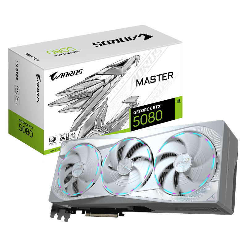 Placa Video GIGABYTE AORUS GEFORCE RTX 5080 MASTER ICE 16GB GDDR7 256 bit, PCIE 5.0, 3x DP 1x HDMI