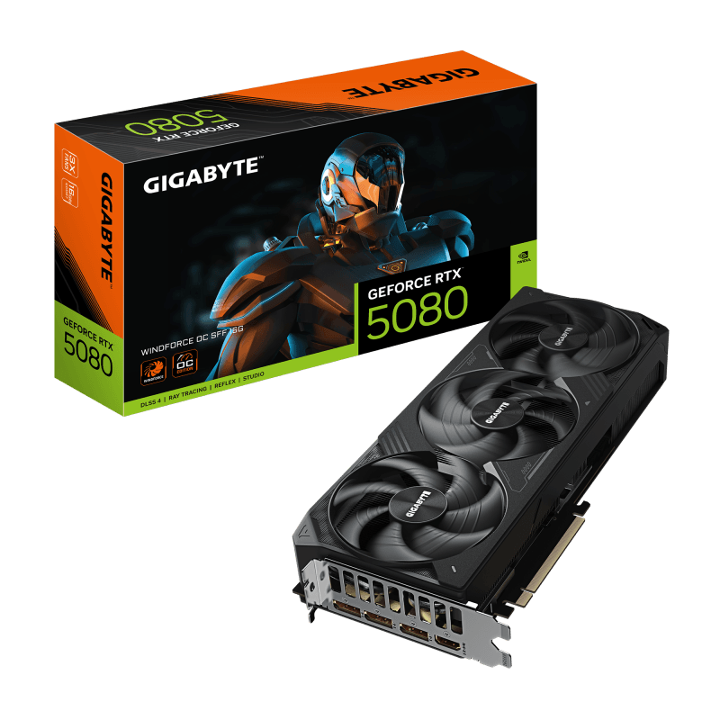 Placa Video GIGABYTE GEFORCE RTX 5080 WINDFORCE OC SFF 16GB GDDR7 256 bit, 3x DP 1x HDMI