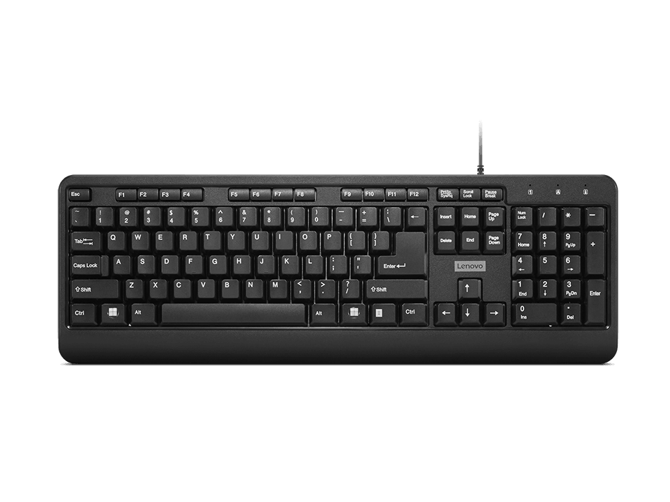 Tastatura Lenovo 160 Wired,  Interfata tastatura: USB, Numar taste: 104, Lungime cablu: 1.5m, Culoare: Negru, Tehnoligie: Cu fir, Dimensiuni (mm): 447 x 25 x 152, Greutate: 524g, Garantie: 1 an