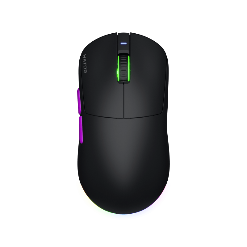 Mouse wireless Hator Quasar 3 ULTRA 8K, conectivitate 2.4GHz, bluetooth 5.4 si USB, polling rate pana la 8000Hz, senzor PixArt 3395, rezolutie maxima 30000 DPI, capacitate baterie 500 mAh, durata de viata baterie in modul wireless pana la 52 ore, timp incarcare 2 ore, switch  HATOR® Optical 100M