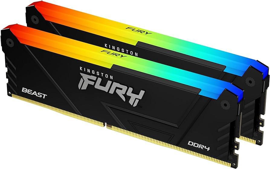 Memorie RAM Kingston DDR4 16GB 3200Mhz CL16 1.35V Dual Channel Kit  Fury Beast Black RGB XMP