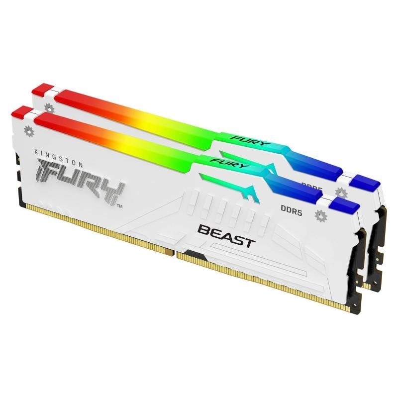 Memorie RAM Kingston DDR5 32GB 6000Mhz CL36 1.35V Dual Channel Kit Fury Beast White RGB EXPO
