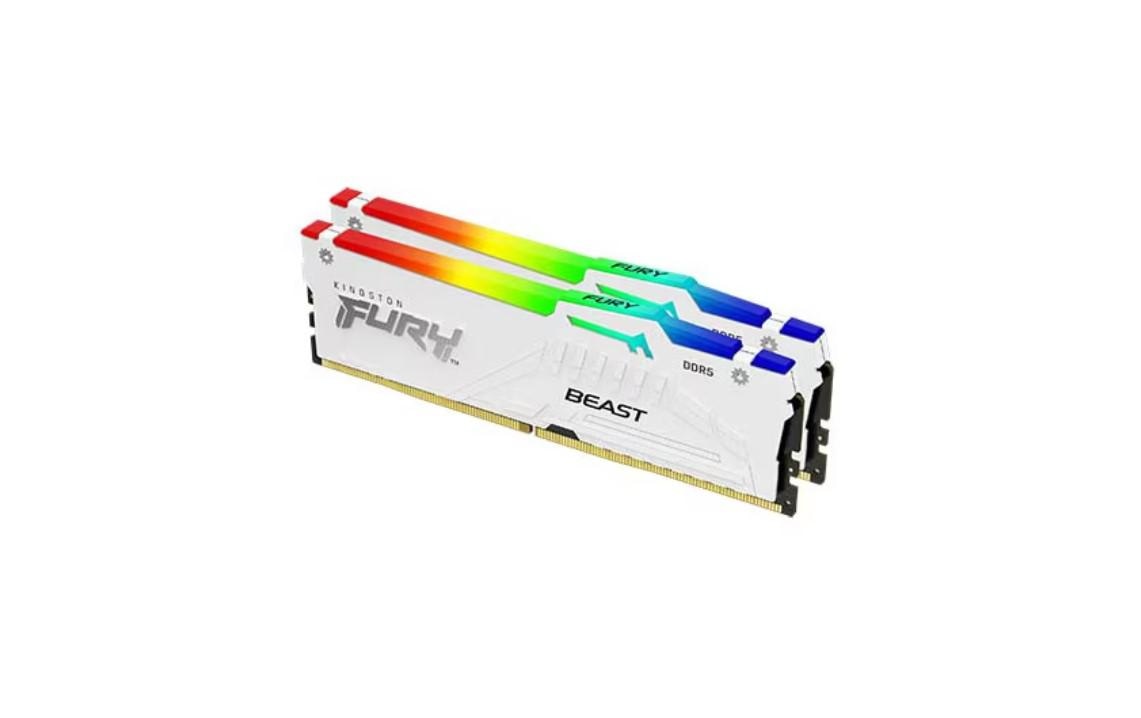 Memorie RAM Kingston DDR5 64GB 6000Mhz CL36 1.35V Dual Channel Kit Fury Beast White RGB EXPO 
