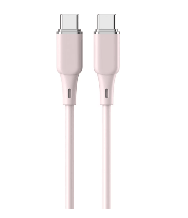 Cablu Lemontti Liquid SiliconType-C la Type-C, Fast Charge, PD 60W, lungime 1.2m, Roz