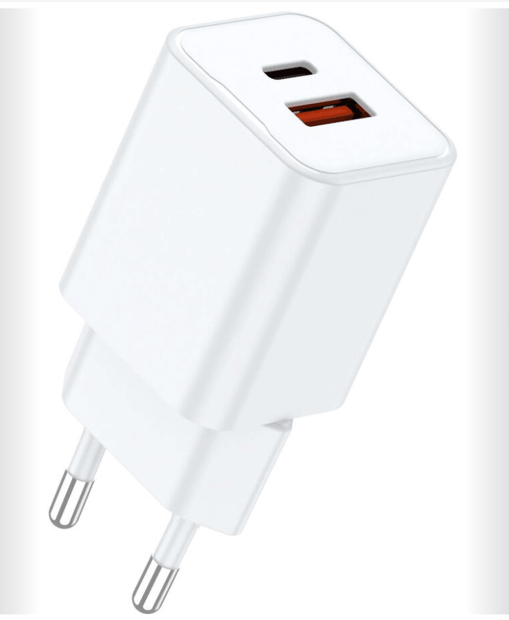 Lemontti Incarcator Retea GaN Dual Port 1x Type-C si 1x USB-A QC 3.0, 25W, Alb
