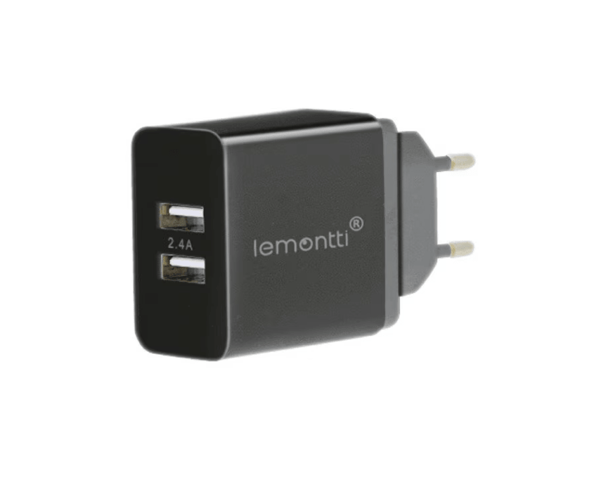Lemontti Incarcator Retea 2.4A 2 porturi USB-A Negru