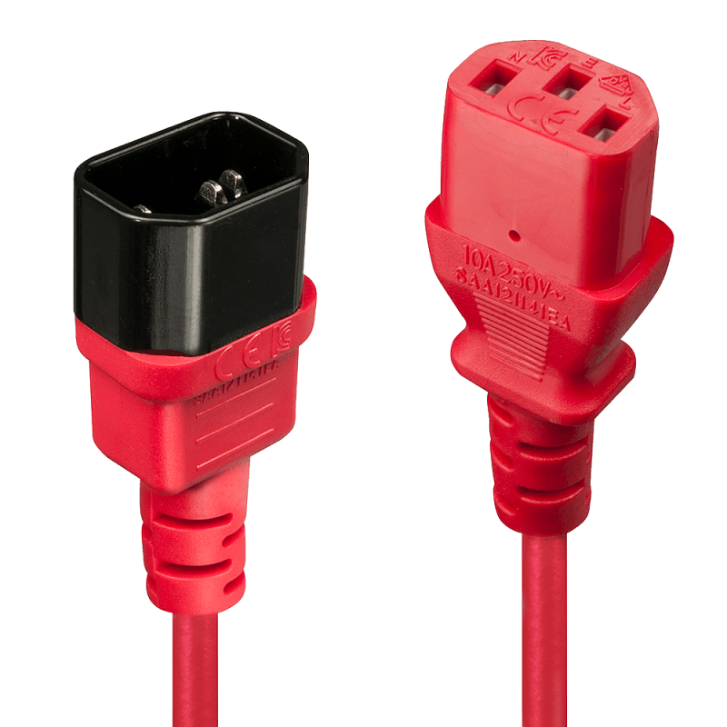 Cablu Lindy C14 to C13, lungime 2m, material cablu H05-VVF 3G 0.75mm, 3 fire, Connector A: IEC C14, Connector B: IEC C13, rosu