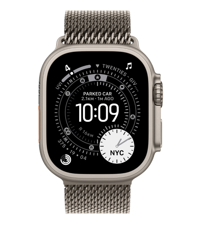 Apple Watch Ultra 3 GPS + Cellular 49mm Natural Titanium Case with Natural Titanium Milanese Loop - Large