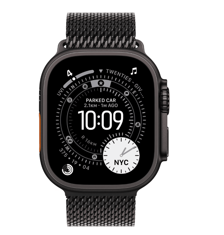 Apple Watch Ultra 3 GPS + Cellular 49mm Black Titanium Case with Black Titanium Milanese Loop - Medium