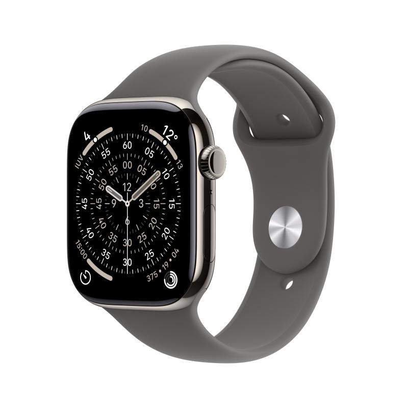 Apple Watch Series 11 GPS + Cellular 46mm Natural Titanium Case with Stone Grey Sport Band - S/M