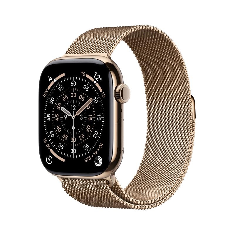 Apple Watch Series 11 GPS + Cellular 46mm Gold Titanium Case with Gold Milanese Loop - S/M