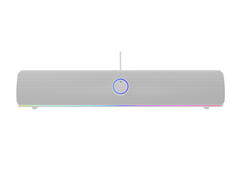 Soundbar GENESIS HELIUM 312BT 2.0, putere 10W, lungime cablu 150cm, frecventa raspuns 100 - 20000 Hz, iluminare multicolor, interfata USB-A, alb