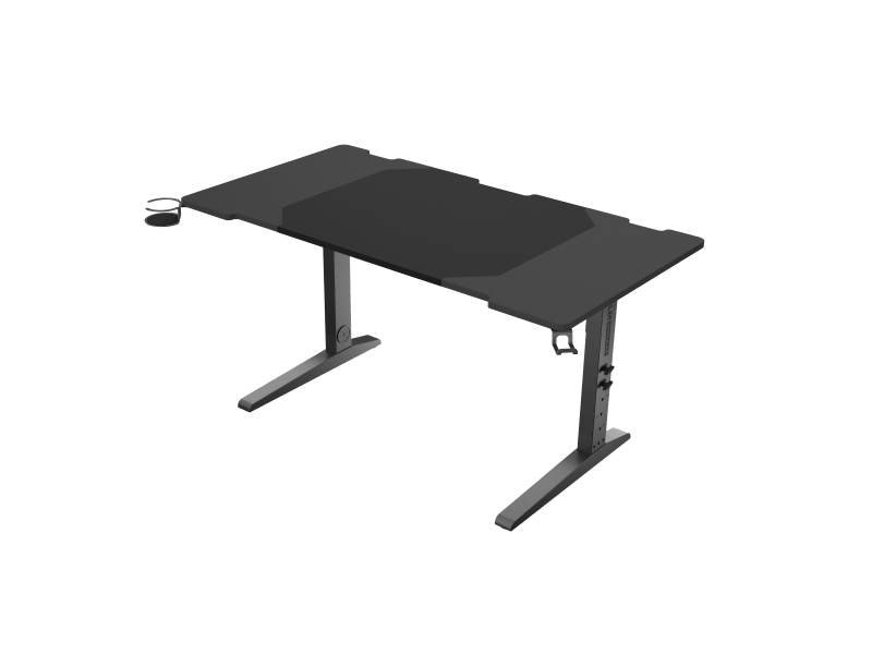 Birou gaming Genesis Holm Modular 140, material metal MDF, reglabil pe inaltime 70 - 90 cm, iluminare RGB, management cabluri, negru
