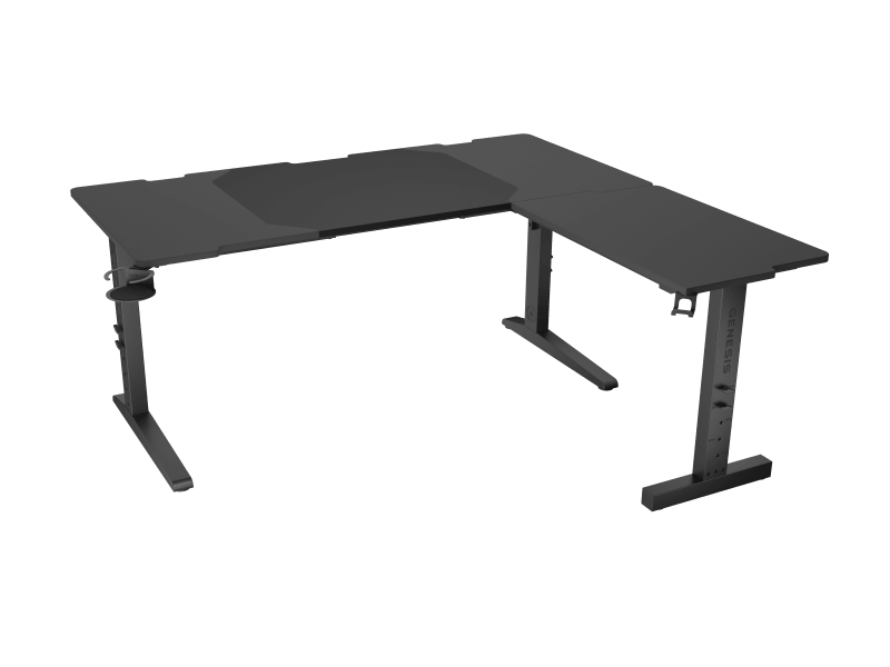 Birou gaming Genesis Holm Modular 160, material metal MDF, reglabil pe inaltime 70 - 90 cm, iluminare RGB, management cabluri, negru