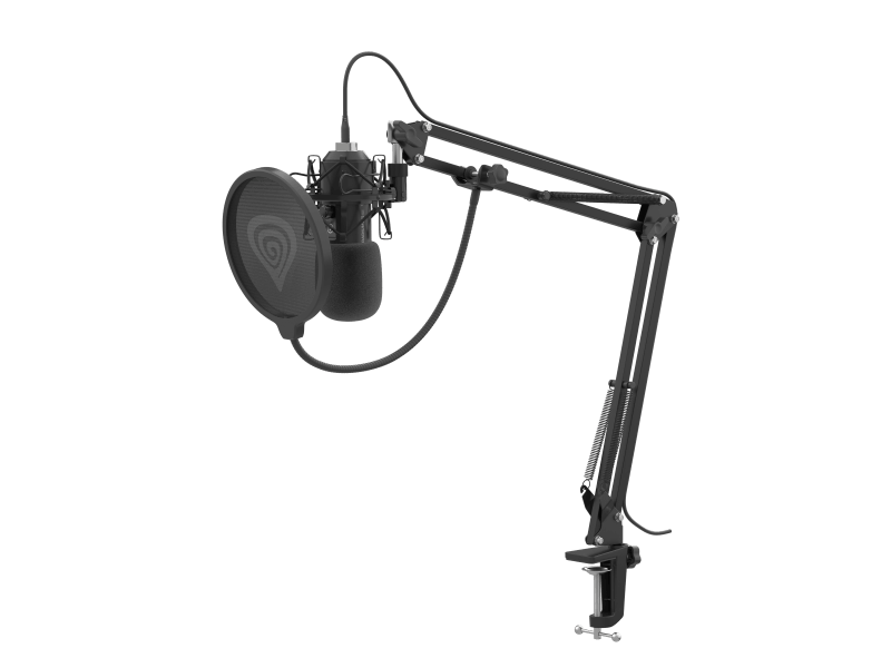 Microfon Genesis Radium 400 G2 Studio, tip condenser, model cardioid, suport fix, conectivitate USB-C, USB-A, raspuns in frecventa 20 - 20000 Hz, sensibilitate -29 dB, lungime cablu 250 cm, negru