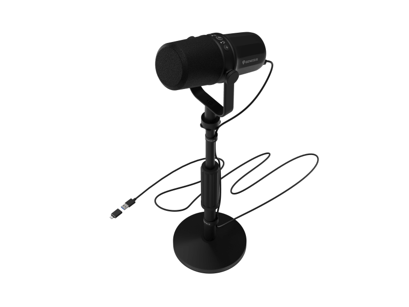 Microfon Genesis Radium 750D Studio USB/XLR stand, tip microfon cardioid, unidirectional, sensivitate microfon -54 dB, impendanta 600 Ohm, lungime cablu 200cm, negru