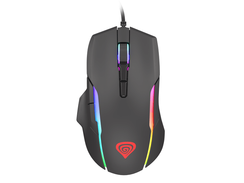 Mouse gaming cu fir Gensesis Xenon 220, senzor optic, interfata USB, rezolutie maxima 12800 DPI, numar butoane 7, iluminare RGB, silent switches, maximum frame rate 7 000 FPS, negru