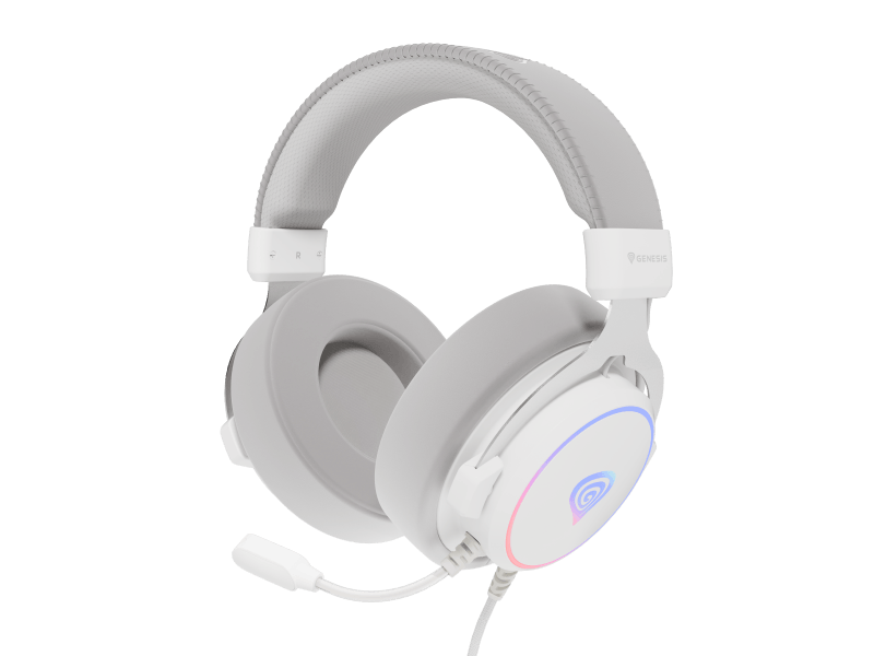 Casti gaming cu fir Genesis Neon 764, sunet 7.1 Surround, microfon, impendanta 32 ohm, frecventa raspuns 20 - 20.000 Hz, lungime cablu 220 cm, iluminare RGB, frecventa raspuns microfon 100 - 10000 Hz, sensibilitate microfon -42dB, impendanta microfon 2200 Ohm, alb