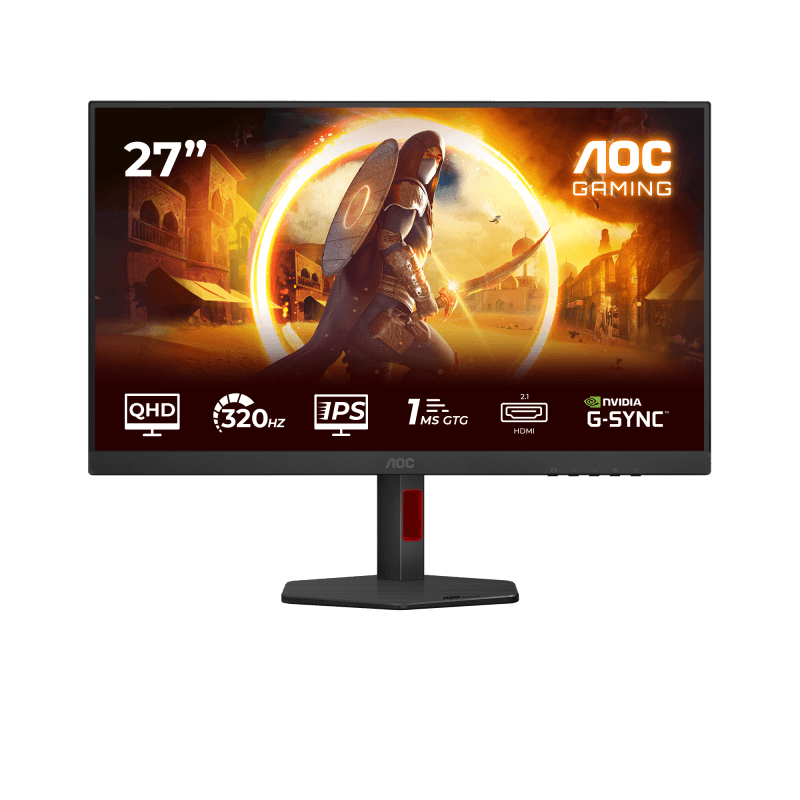 Monitor AOC 27" Q27G4SRU, Diagonal (inch): 27, Diagonal (cm): 68, Aspect ratio: 16:9, Panel: Fast IPS, Resolution: 2560x1440, Refresh Rate: 320Hz, Response time GtG: 1ms, Response time MPRT: 0.3ms, Brightness (max): 450 cd/m², Contrast (static) : 1000:1, Viewing angle: 178/178, Color Gamut Type