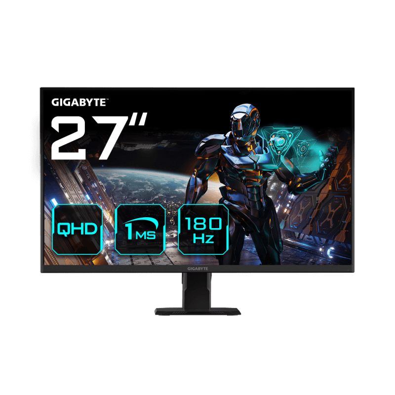Gigabyte Monitor Gaming 27" SS IPS GS27QA, Non-glare, Rezolutie: 2560 x 1440(QHD), Luminozitate: 300 cd/m2, Contrast: 1000:1, Unghi vizualizare: 178°(H)/178°(V), Culori: 16.7M, Timp raspuns: 1ms, Refresh rate: 180Hz, HDR Ready, Flicker-free, Interfata: 2 x HDMI 2.0, 1 x Displayport 1.4, 1 x Earphone