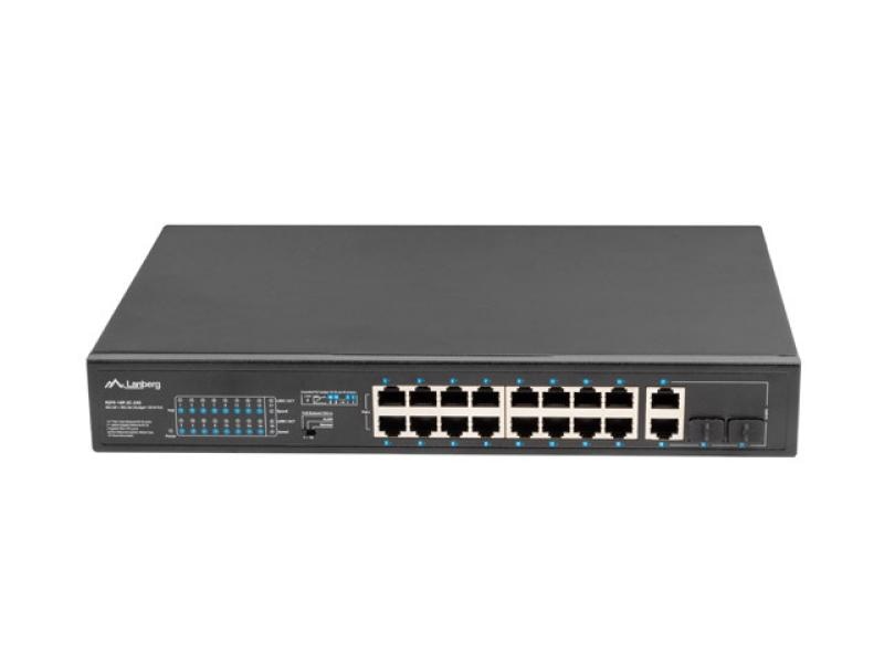 Switch  16x 100 Mb PoE+ / 2x 1 Gb / 1x SFP, rack 19", fara management, Gigabit Ethernet, 250W