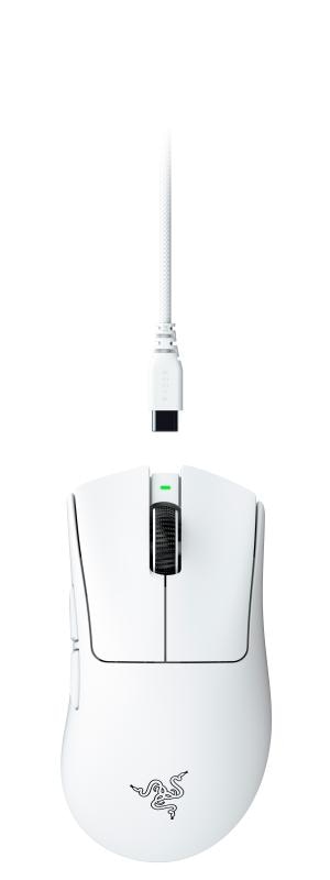 Mouse gaming Razer DeathAdder V4 Pro, rezolutie maxima 45000 DPI, senzor Focus Pro 45K Optical Sensor Gen-2, switch Optical Mouse Switches Gen-4,autonomie pana la 1500 ore, alb
