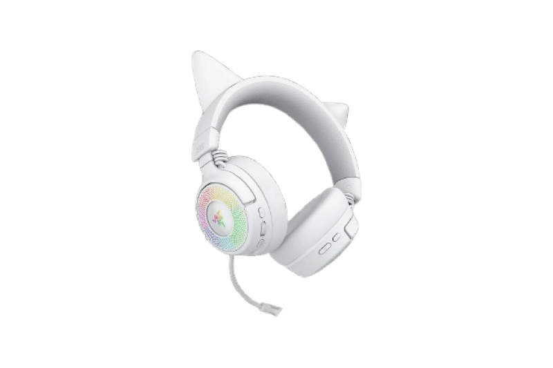 Casti wireless Razer Kraken Kitty V3 Pro, THX Spatial Audio, iluminare RGB, frecventa raspuns 20 Hz - 28 kHz,  microfon detasabil unidirectional, alb