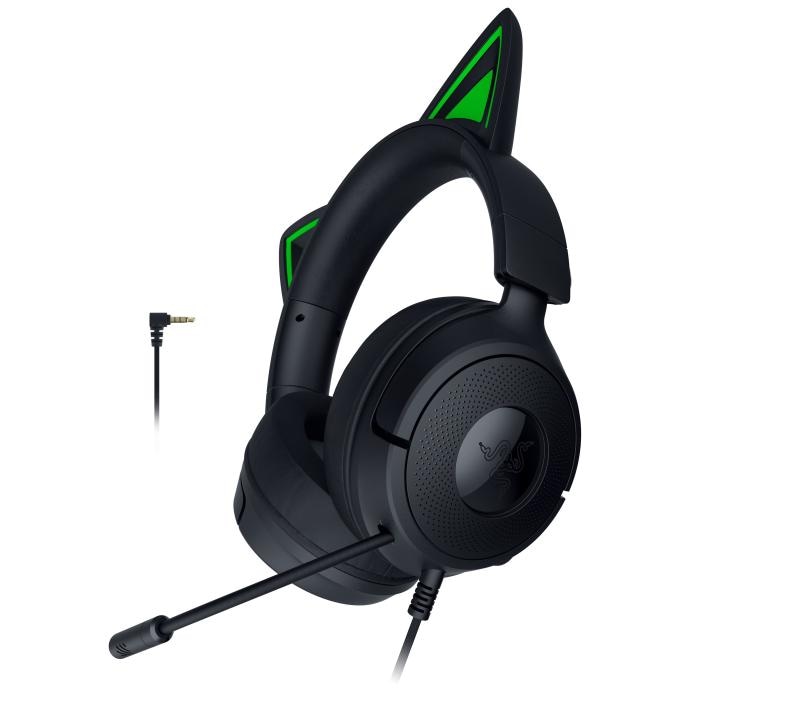 Casti Razer Kraken Kitty V3 X, frecventa raspuns 20 Hz – 28 kHz, sensibilitate 98 dBSPL / mW at 1 kHz by HATS si microfon unidirectional, sensibilitate microfon -42 ± 3 dBV / Pa, 1 kHz, negru