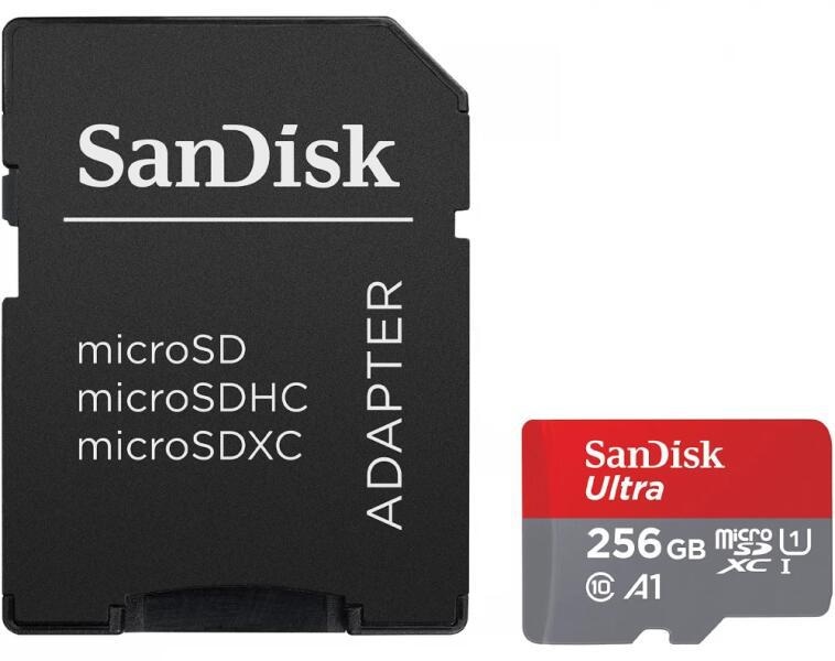 Card de Memorie MicroSDXC SanDisk, 256GB, UHS-I, Class 10, 80MB/s + Adaptor