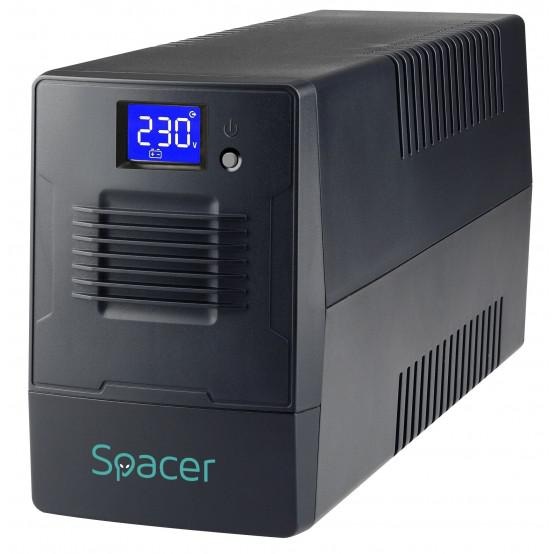 UPS Spacer Line Int. cu management, LCD, 800VA/ 480W, AVR, 2 x socket Schuko, display LCD, 1 x baterie 12V/9Ah, conector USB, combo RJ11/RJ45, bateria are 12 luni garantie