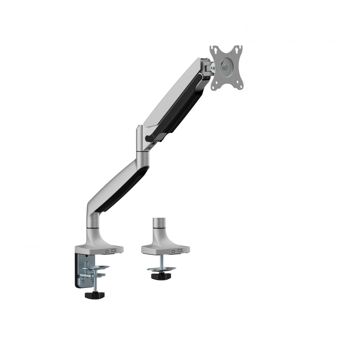 Suport monitor Serioux MM82-C012, tehnologie arc cu gaz, compatibilitate  dimensiune ecran 17"-45", greutate maximă suportata: (per ecran): 1~16kg, greutate maximă suportata pentru ecran curbat (per ecran): 1 ~ 13 kg,  VESA: 75x75, 100x100, inclinare: +90°~-90°, pivotare: +90°~-90°