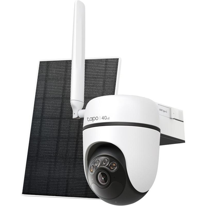 Tapo Solar-Powered Pan/Tilt 4G LTE Security Camera Kit, Senzor CMOS cu scanare progresivă de 1/2,8", LED IR 850 nm, Câmp vizual: 100,6° (diagonală), 84,4° (orizontală), 44,3° (verticală), 2K 3MP (2304 × 1296 px), frame rate 15/20 fps
