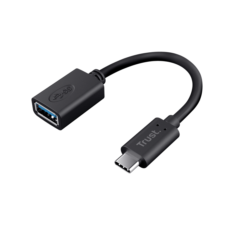 Adaptor Trust Calyx USB-C-USB-A, lungime cablu 9 cm, negru