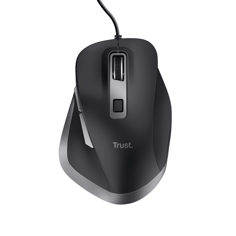 Mouse Trust Fyda cu fir, optic, interfata USB 2.0 rezolutie maxima 5000 DPI, 6 butoane, negru