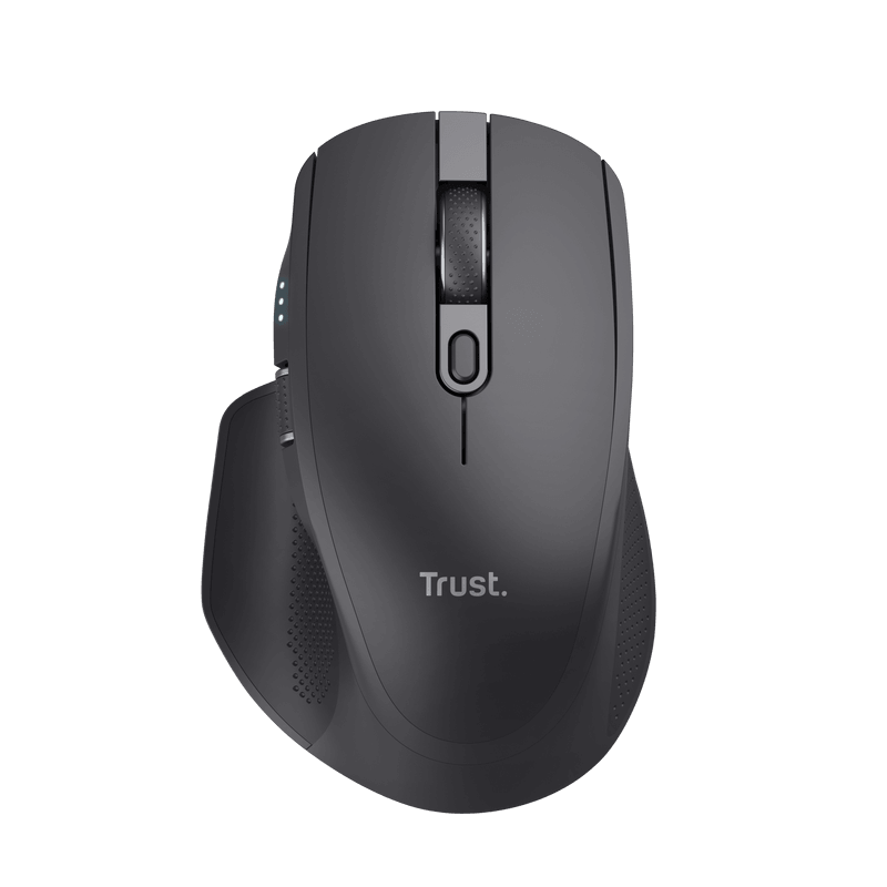 Mouse Trust Ozaa+, wireless RF 2.4GHz, bluetooth, conectivitate USB 1.1, 2.0, 3.0, rezolutie maxima 3200 DPI, negru