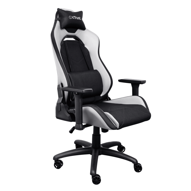 Scaun gaming Trust GXT 714B Ruya Comfortable, roti, ridicare pe gaz clasa 4, adjustabil pe inaltime, material plastic + PU leather, greutate maxima suportata 150 kg, negru/alb