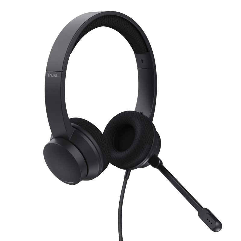 Casti Trust cu fir Ayda USB-ENC, noise cancelling, frecventa raspuns 20 Hz - 20.000 Hz, negru