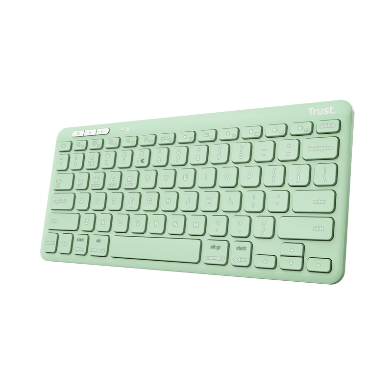 Tastatura Trust Lyra Wireless, conexiune USB-A, USB-C 1.1, raza de acoperire wireless 10m, 1x AAA baterie, compatibila cu laptop, pc, Bluetooth devices, tableta, alba
