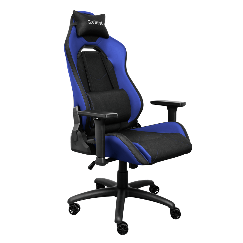 Scaun gaming Trust GXT 714B Ruya Comfortable, roti, ridicare pe gaz clasa 4, adjustabil pe inaltime, material plastic + PU leather, greutate maxima suportata 150 kg, negru/albastru