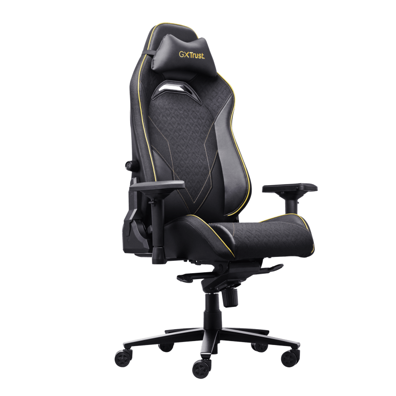 Scaun gaming Trust GXT 721 Ruya Pro Premium, iluminare RGB, 5 roti, ridicare pe gaz clasa 4, adjustabil pe inaltime, material piele PU, greutate maxima suportata 150 kg, negru