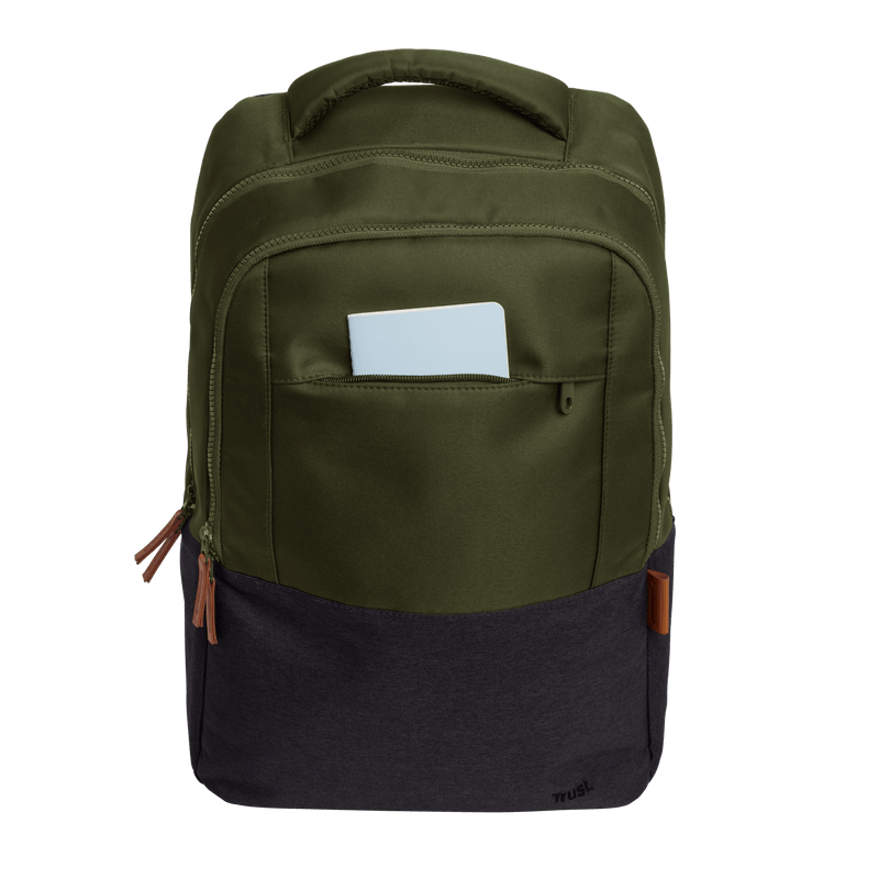 Rucsac laptop Trust Lisboa pentru laptop-uri cu diagonala de 16", material POM, RPET Polyester, RPET twill polyester, volum 23 L, verde