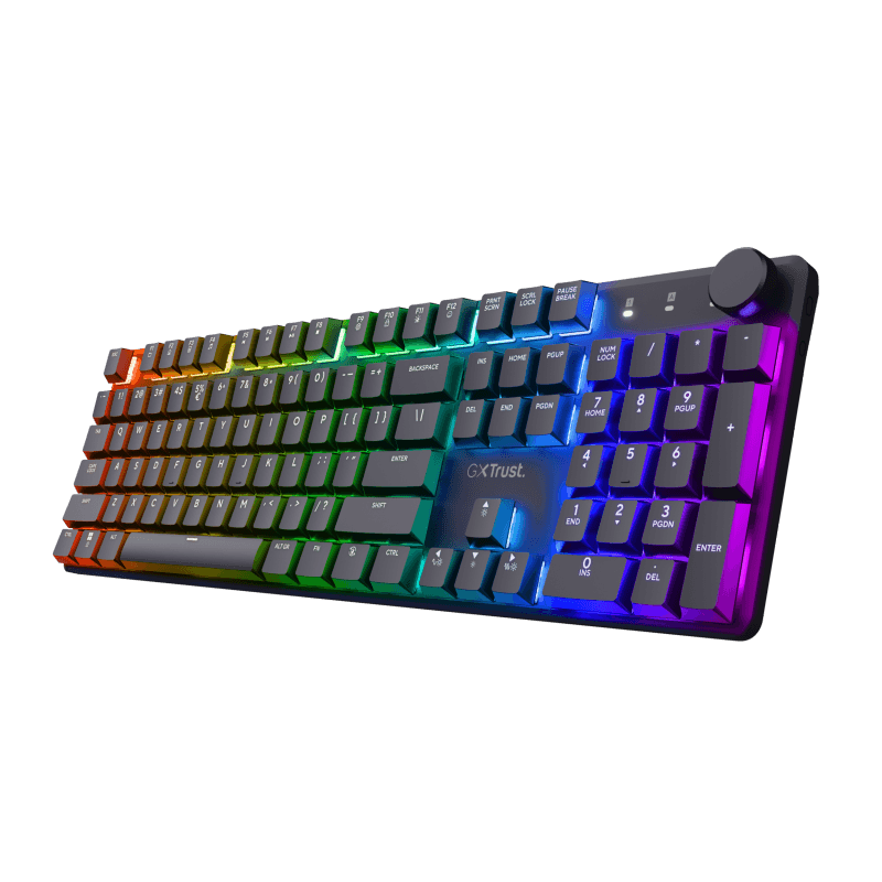Tastatura gaming mecanica Trust GXT 868 Torix Premium wireless, 104 taste, 12 taste multimedia programabile, negru