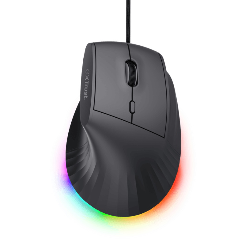 Mouse ergonomic cu fir Trust GXT 145 Rexxa, conectivitate USB-A, rezolutie maxima 12800 dpi, negru