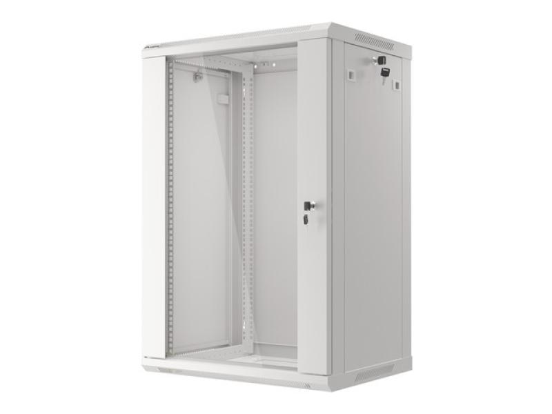 Dulap rack 19" perete 18U / 600x450 (flat pack) cu ușă din sticlă, gri  V2