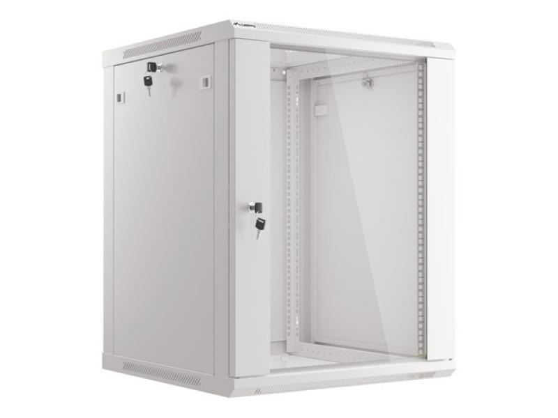 Dulap rack 19" perete 15U / 600x600 (flat pack) cu ușă din sticlă, gri  V2