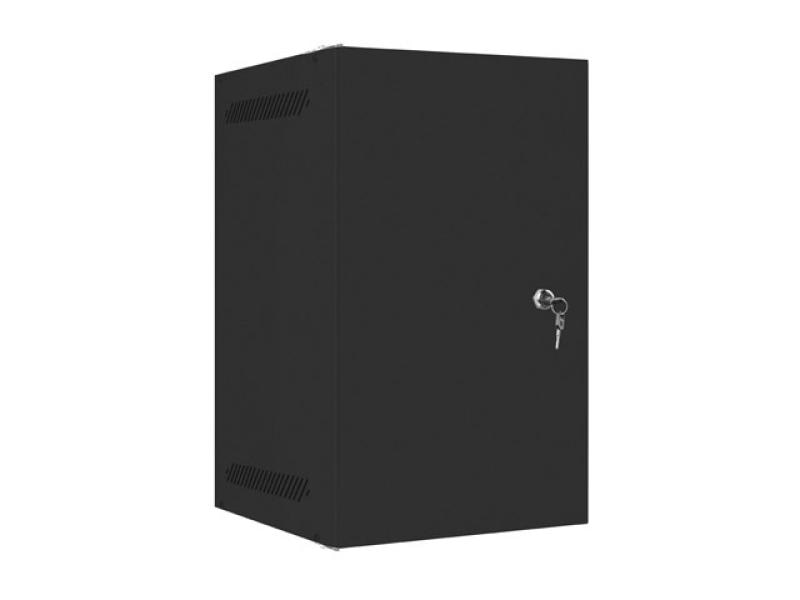 Dulap rack 10" perete 9U / 280x310 pentru auto-asamblare, cu ușă metalică, negru  (flat pack)