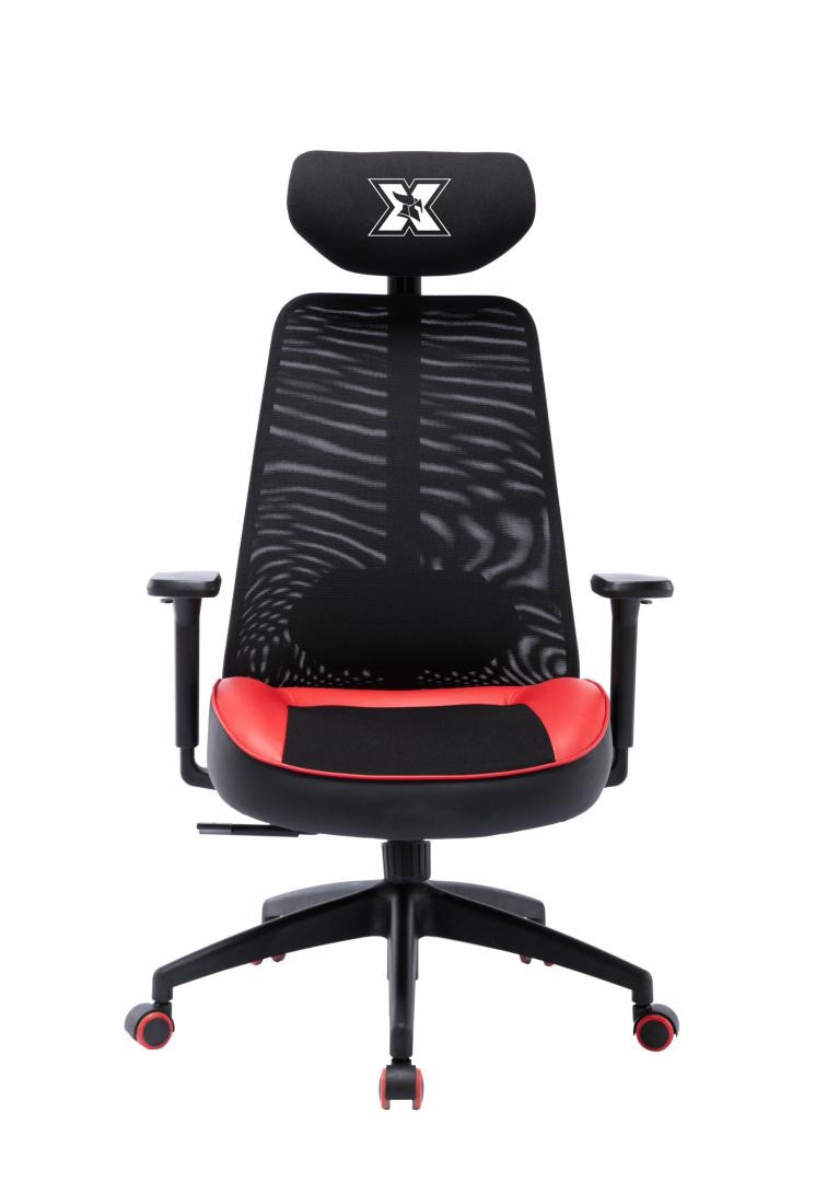 Scaun gaming Serioux Kyrian, adjustabil, piston pe gaz clasa 4, manere 3d, tetiere reglabile, baza stea cu 5 picioare, suporta pana la 150 kg, rosu