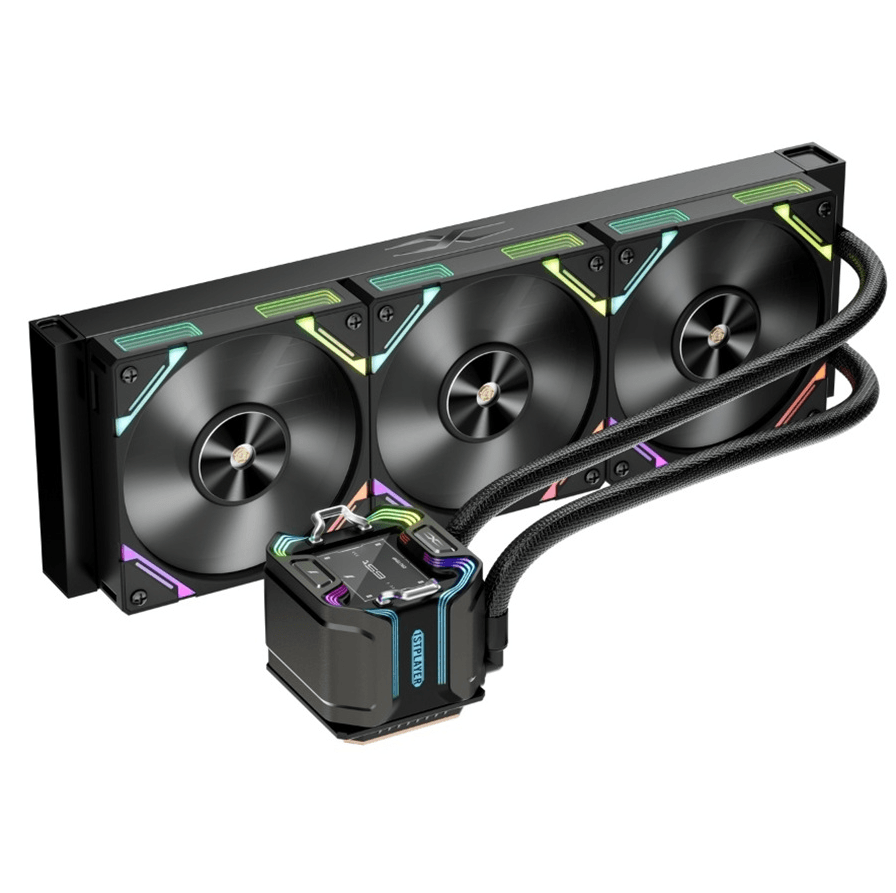 Cooler Procesor 1stPlayer X-Starship 360-bk, display IPS personalizabil de 2,4 inches, ARGB, compatibil AMD/Intel, negru