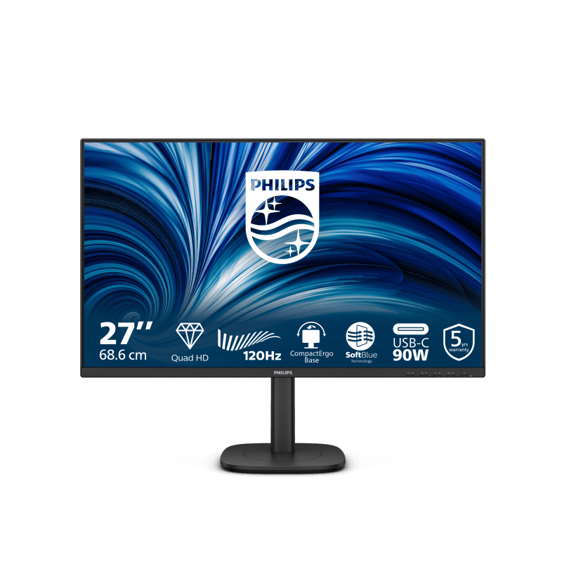 Monitor Philips 27" 27B2U3601/00, Diagonal (inch): 27, Diagonal (cm): 68, Aspect ratio: 16:9, Panel: IPS, Resolution: 2560x1440, Refresh Rate: 120Hz, Response time GtG: 4ms, Brightness (max): 350 cd/m², Contrast (static) : 1500:1, Contrast (dynamic): 50M:1, Viewing angle: 178/178, Color Gamut Type