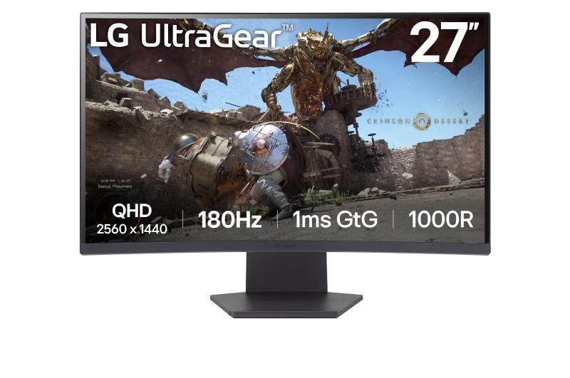 Monitor LG 27" 27GS60QC-B.AEUQ, Curvature: 1000R, Diagonal (inch): 27, Diagonal (cm): 68, Aspect ratio: 16:9, Panel: VA, Resolution: 2560x1440, Refresh Rate: 180Hz, Response time GtG: 1ms, Brightness (max): 300 cd/m², Contrast (static) : 3000:1, Viewing angle: 178/178, Color Gamut Type: sRGB, Color
